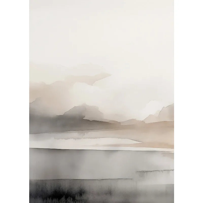 toile d'art abstraite paysage aquarelle moderne minimaliste sans cadre vertical 20x30cm 30x40cm 40x60cm 50x70cm