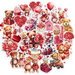 autocollants ours peluche coeurs LOVE art journal diy crafts marron rouge blanc rose vert