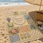 tapis patchwork floral vintage rose vert bleu bordure dentelée sec rapide machine simple