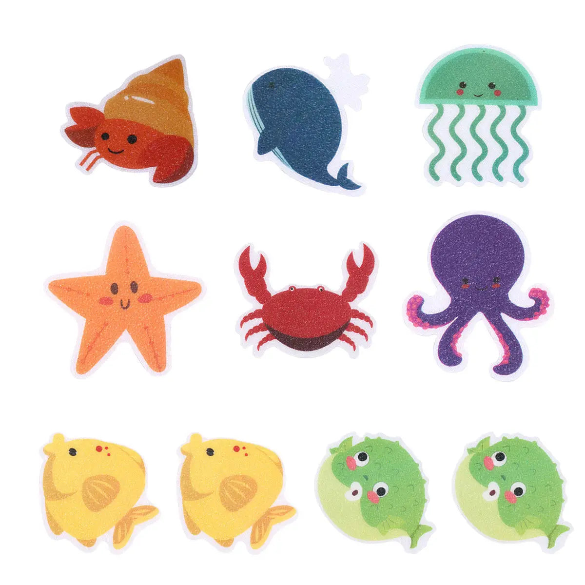 autocollants antidérapants animaux marins poissons crustacés méduse baleine stickers bain salle bain enfants pailletés