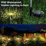 lumière solaire feu d'artifice doré moderne extérieure scintillante jardin pieds métalliques led filigrane opacité
