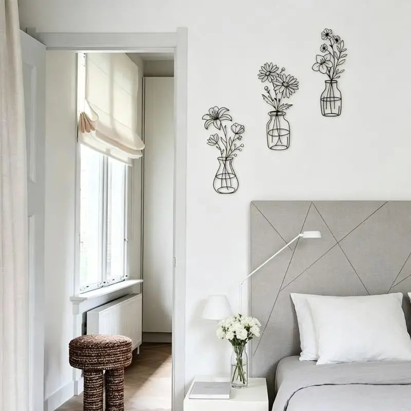 décorations murales fleurs vases métal bohème rustique minimalisteintérieur maison salon chambre coucherobjets décoratifs