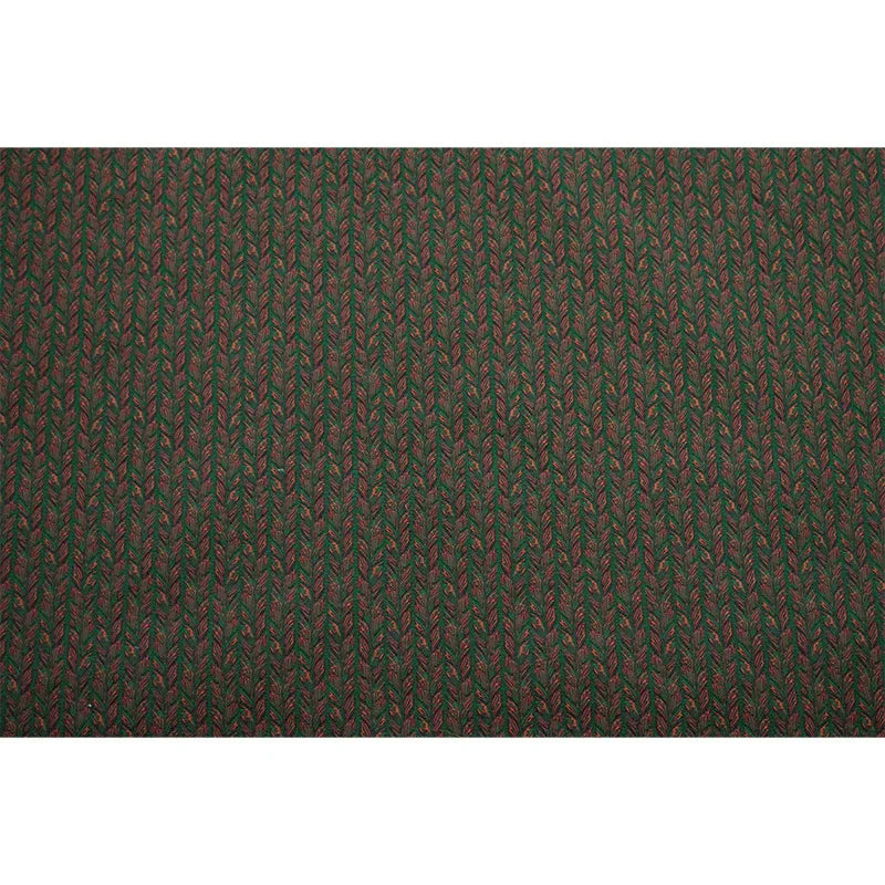 tissu polyester jacquard motif feuilles vert foncé rouge rustique épais texturé plié bricolage automne