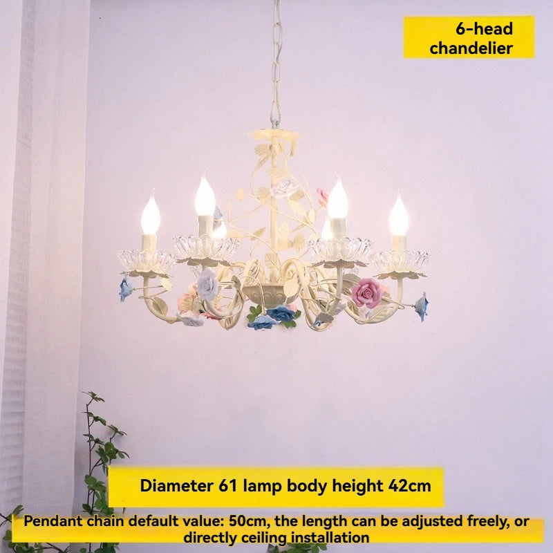 lustre cristal fleurs céramique blanc rose bleu vert classique romantique echangement tactile
