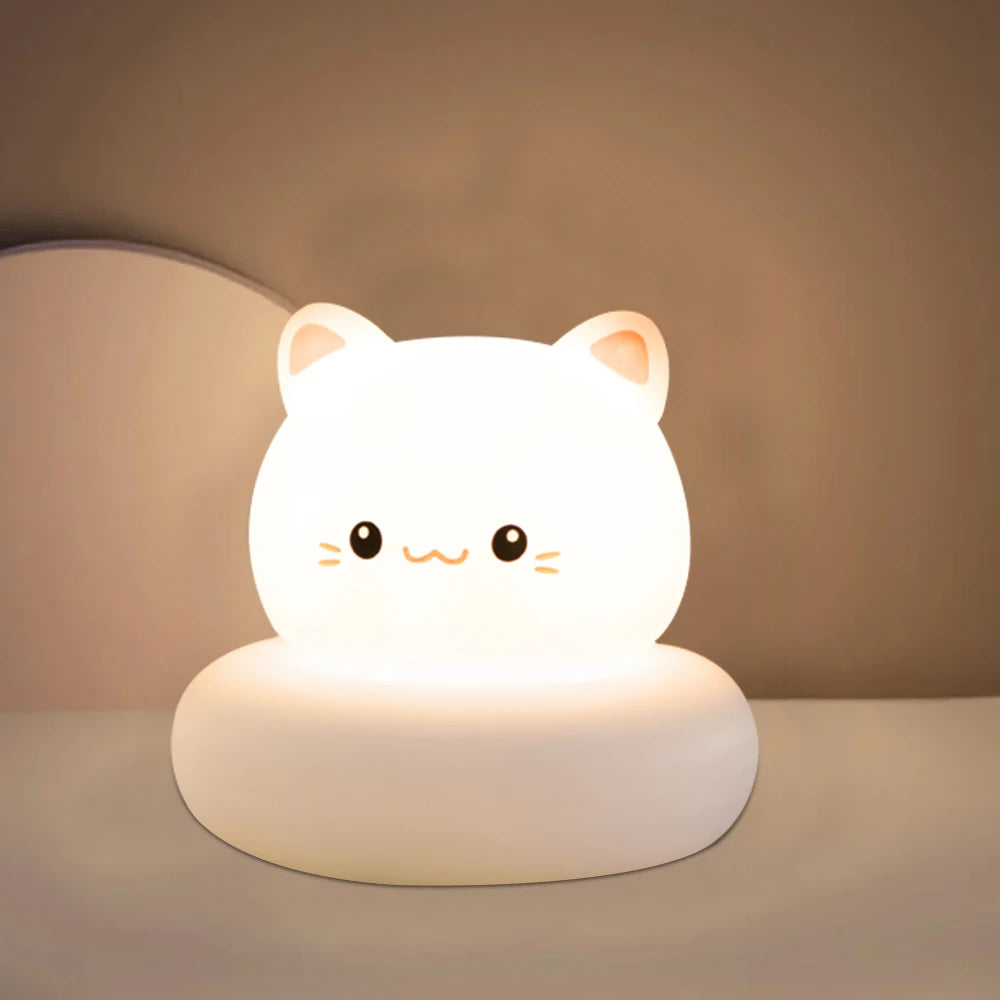 veilleuse animaux rechargeable kawaii ours chat lumières douces variées blanc orange jaune rose pâle