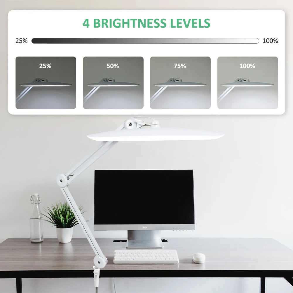 lampe blanc moderne plateau articulé ajustable lumière led intense réglable sans fil acier inoxydable