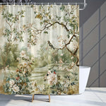 rideau douche floral vert beige blanc rose marron classique romantique résistant l'eau polyester hand