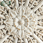 décoration murale bois blanc motif floral relief vintage bohème rustique tasse fleurs séchées bougie
