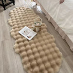 tapis peluche polyester ondulé boules relief moderne chambre salon beige gris