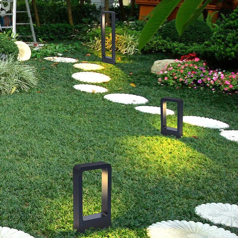 Lampe solaire moderne alliage d'aluminium led ip65 étanche noir minimaliste jardinextérieur