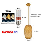 suspension lumineuse bois tressée moderne ampoule led câble électrique chambre salon