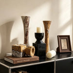 décoration maison moderne vase support bougie marbre noir blanc bois naturel minimalisteintérieur salon chambre
