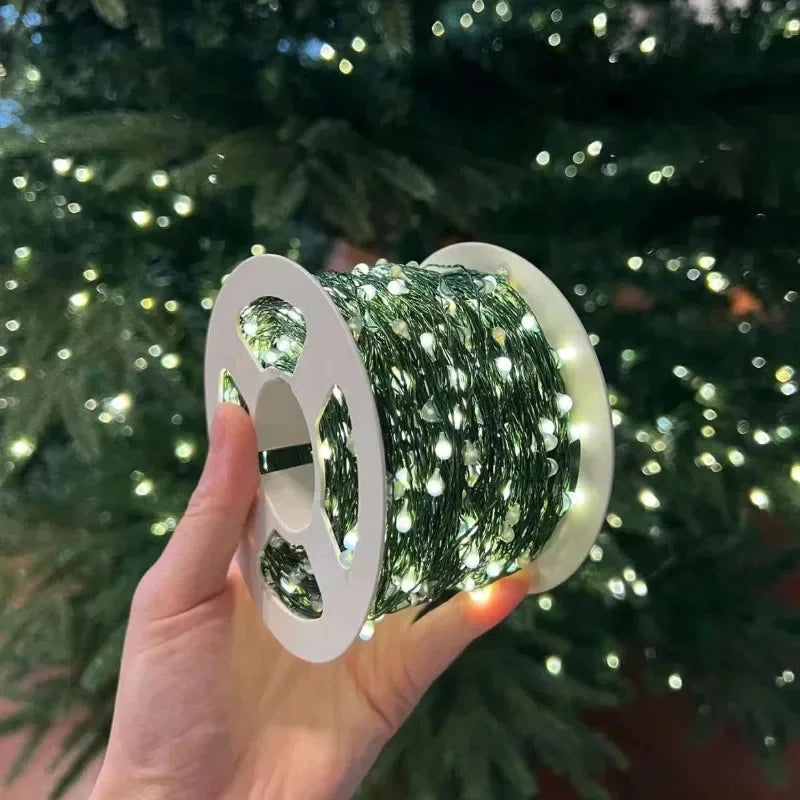 guirlande lumineuse led noel 5m 10m 20m fil cuivre vert moderne télécommande usbDecorationNoelBatterieSèche
