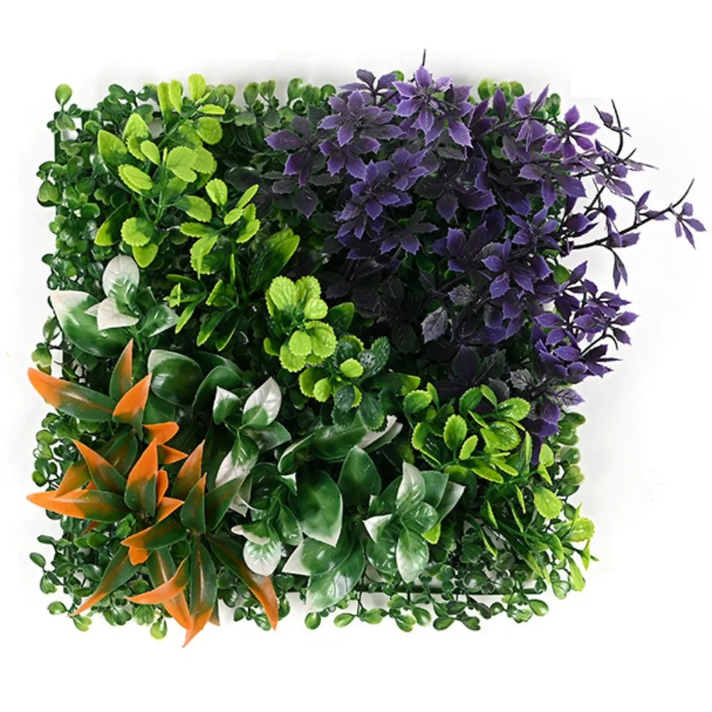 panneau mural végétal artificiel moderne feuilles fleurs variées intérieur décoration fixations métalliques