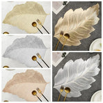 placemat moderne feuille dorée argenté rose élégant assiette cuillère fourchette