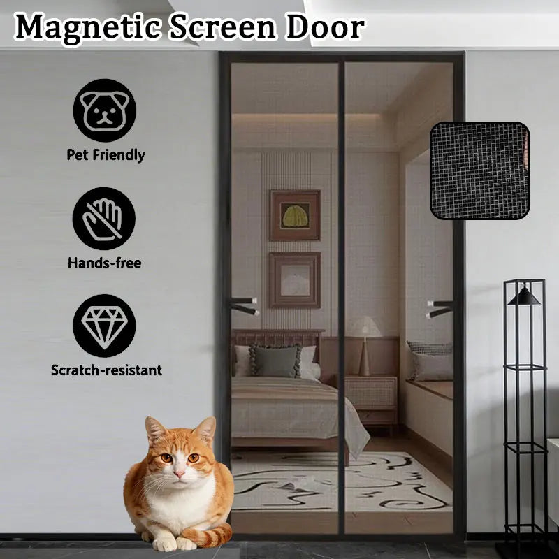 rideau porte magnétique maille fine antimosquitos noir moderne sans perçage resistant adhésif ventilé