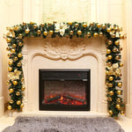Guirlande Noël fleurs artificielles boules décoratives lumineuses intérieur festif vert doré rouge bleu