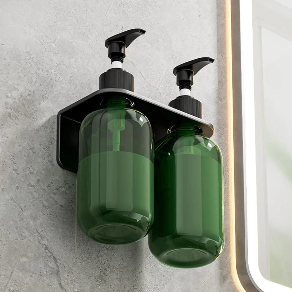 porte savon mural moderne noir salle bain 20x6.5x5cm deux bouteilles savon