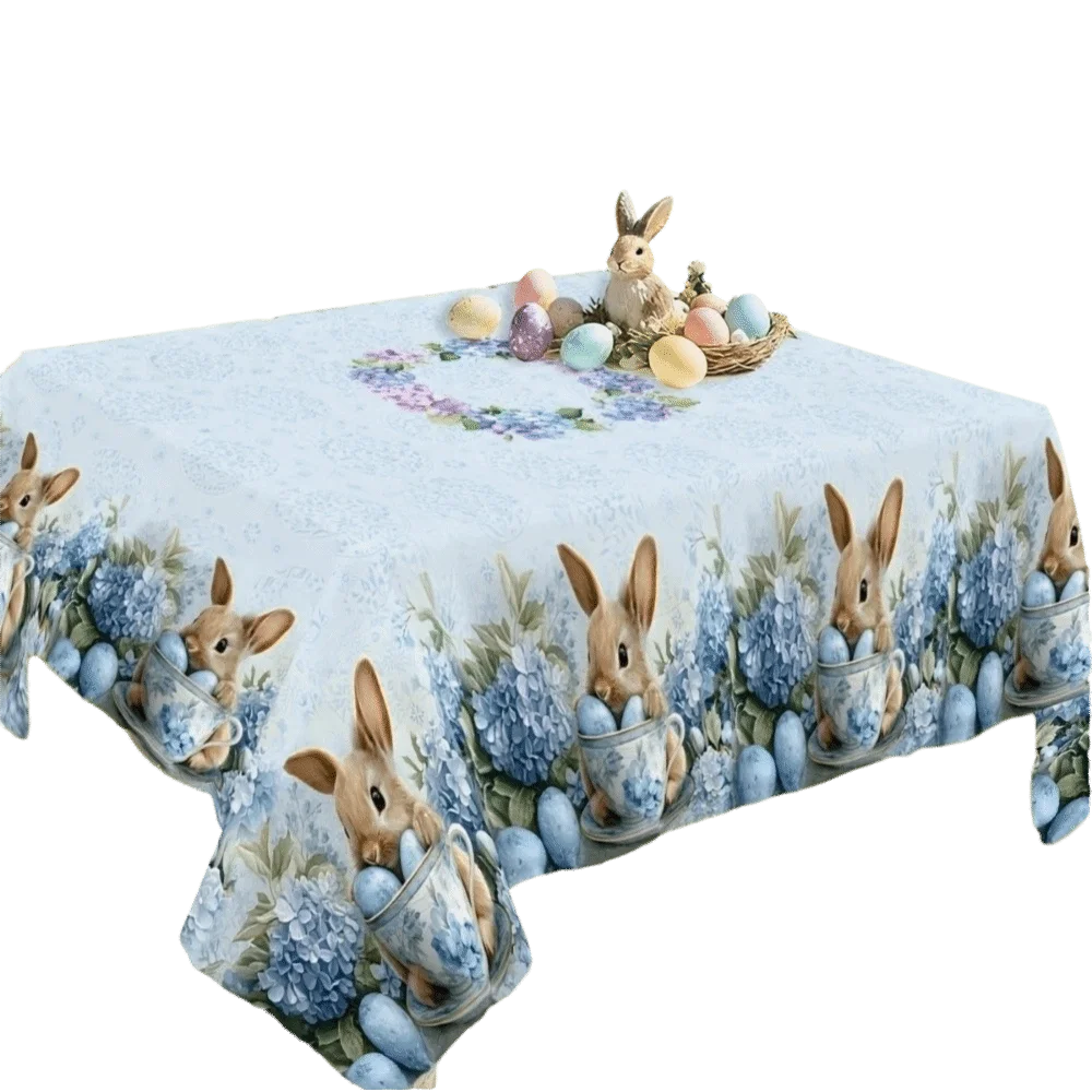nappe fleur bleue beige lapin papillon noël halloween décoration table maison rustic