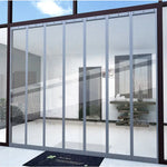 Rideau de porte PVC transparent gris pour garage avec isolation thermique