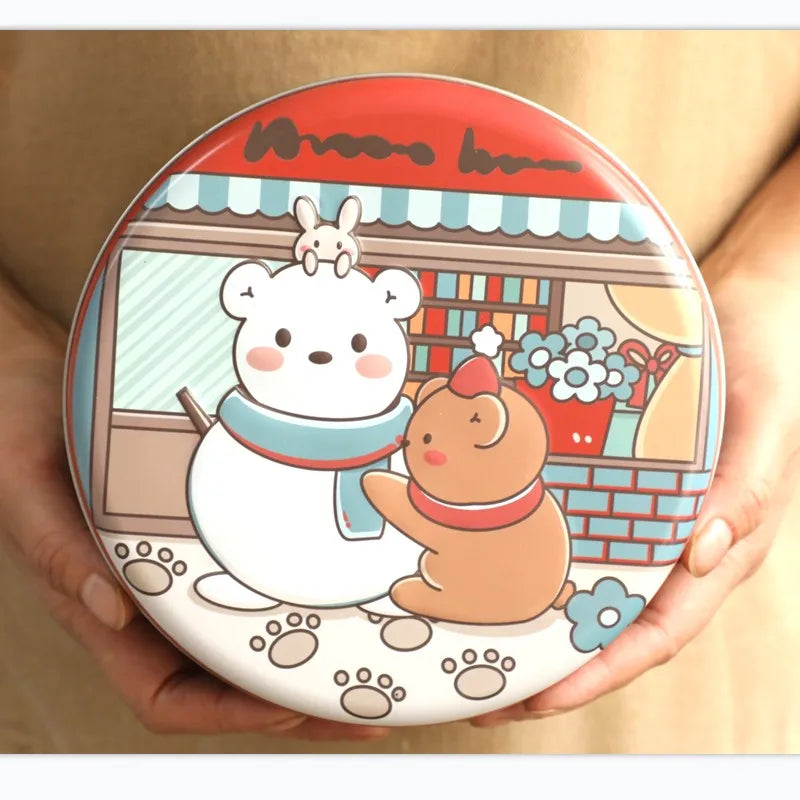 boîte biscuits ours lapin mignon dessins animés rose blanche moderne enfants festive