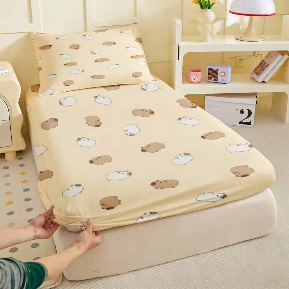 drap housse imprimé lapins mignons motif enfant moderne élastique coton polyester lit chambreDecoration