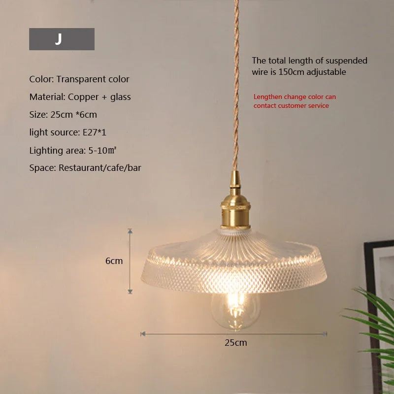 lampe suspendue transparente vintage ampoule E27 câble torsadé motifs géométriques chambre salon étude