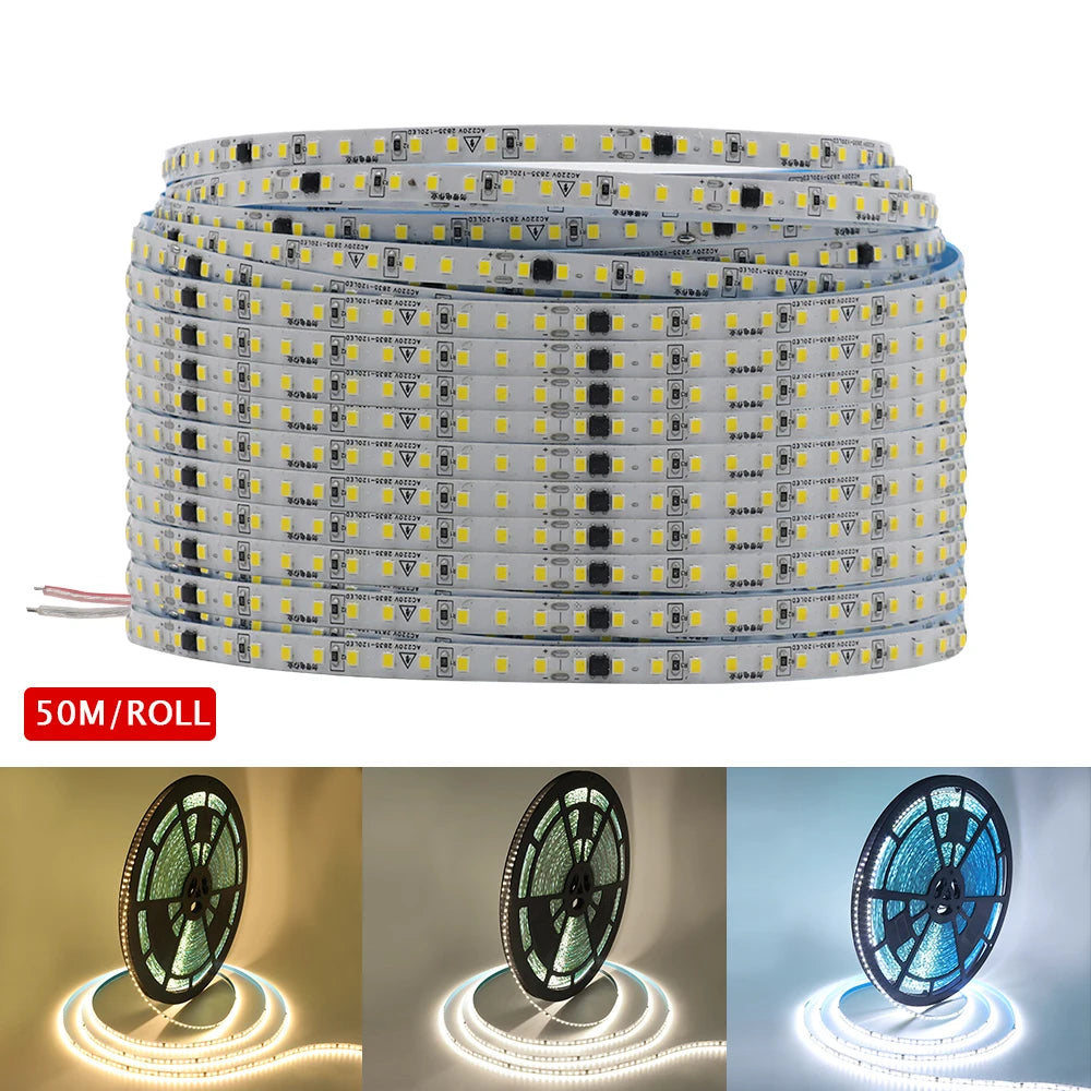 ruban led bleu blanc moderne 120leds/m adhésif 50m opaques points lumineux