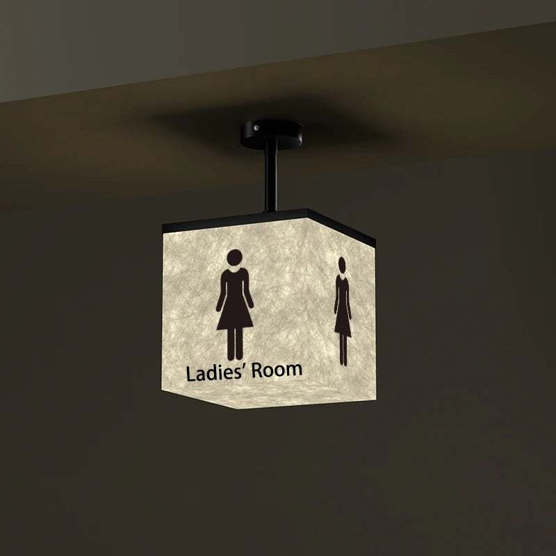 panneau indicateur lumineux led moderne toilets pictogrammes grunge beige noir minimaliste