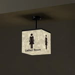 panneau indicateur lumineux led moderne toilets pictogrammes grunge beige noir minimaliste