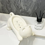 support savon plastique blanc forme chat salle bains décoration intérieure moderne