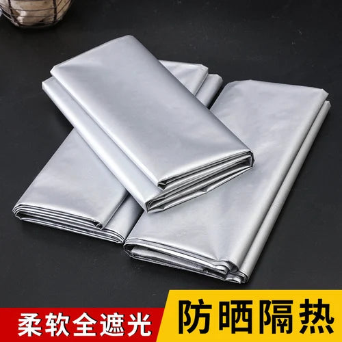 rideau fenêtre polyester argenté opaque double face anti uv largeur 145cm 175cm 195cm bloque