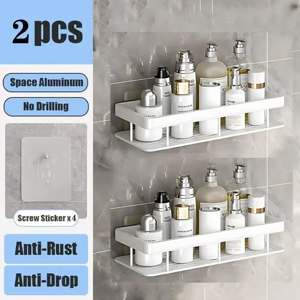 étagère murale aluminium noir contemporaine clips magnétiques rangement salle bain douche toilettes multifonctionnelle fixations