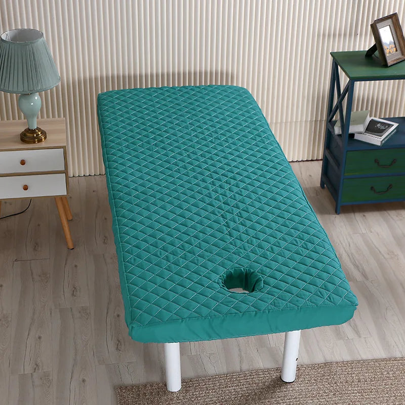 coussin massage bleu marine hexagones brodés moderne trou antidérapant polyester coton adultes