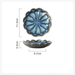 plateau bijoux céramique rose clair blanc bleu foncé motif floral moderne élégant anneaux boucles