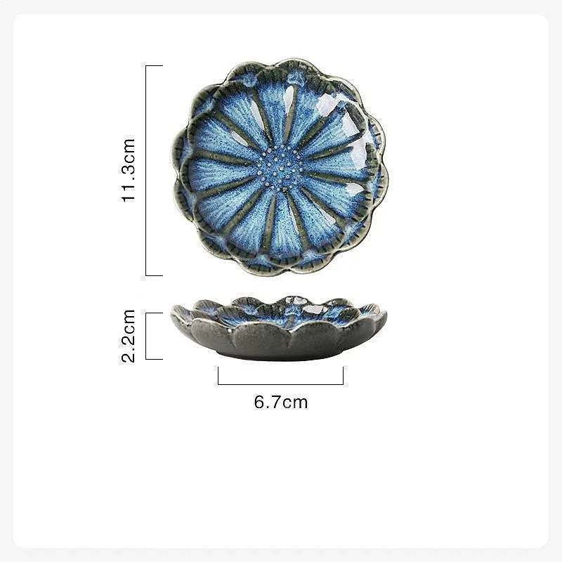 plateau bijoux céramique rose clair blanc bleu foncé motif floral moderne élégant anneaux boucles