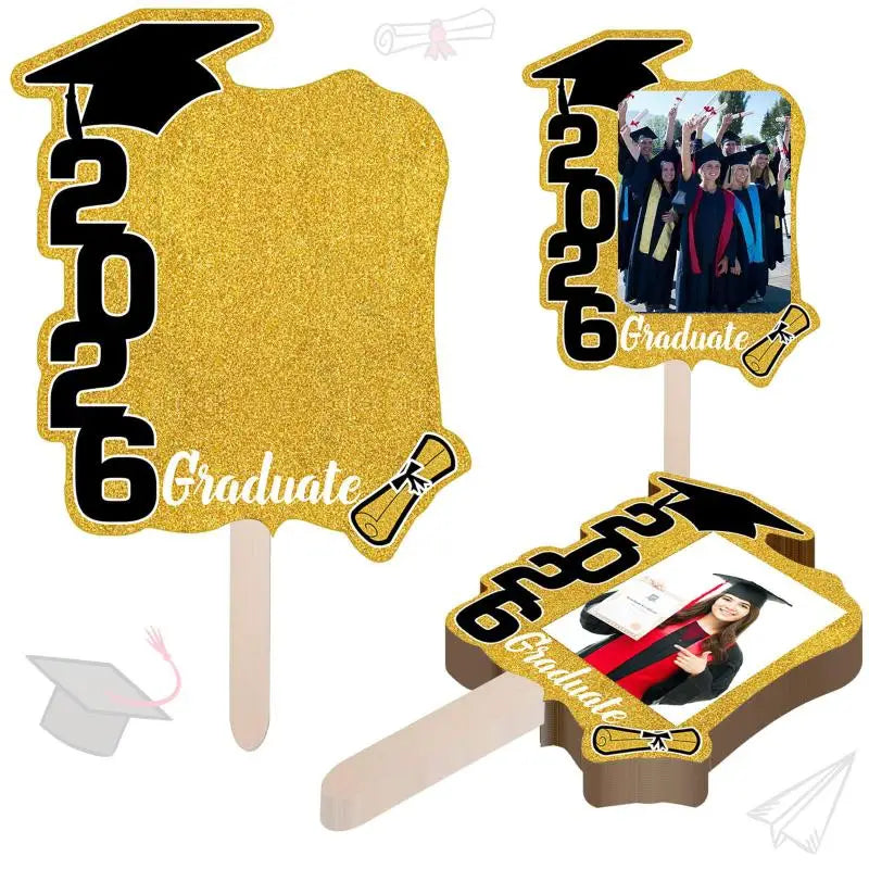 décorations fête graduation fanions pailletés numéros 2026 glue dots pic fixations photos incluses
