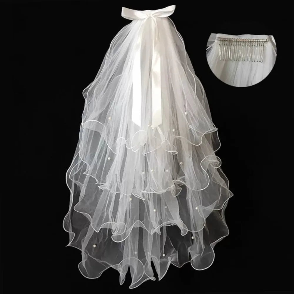 voile mariée blanc classique chaînes pendantes vintage tulle polyester