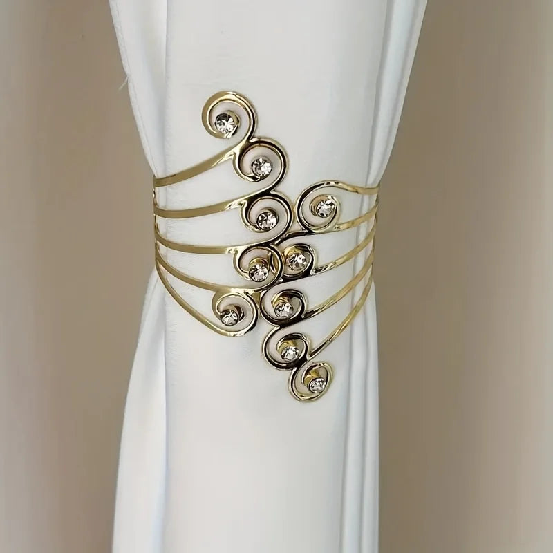 bracelet élégant or argent strass spirales fermoir vintage métal moderne