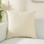 housse coussin carré rayé moderne coton lin 45x45 50x50 60x60 beige noir salon chambre