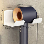support mural moderne séchoir cheveux brosse crème rasoir fixé adhésif noir beige opaque