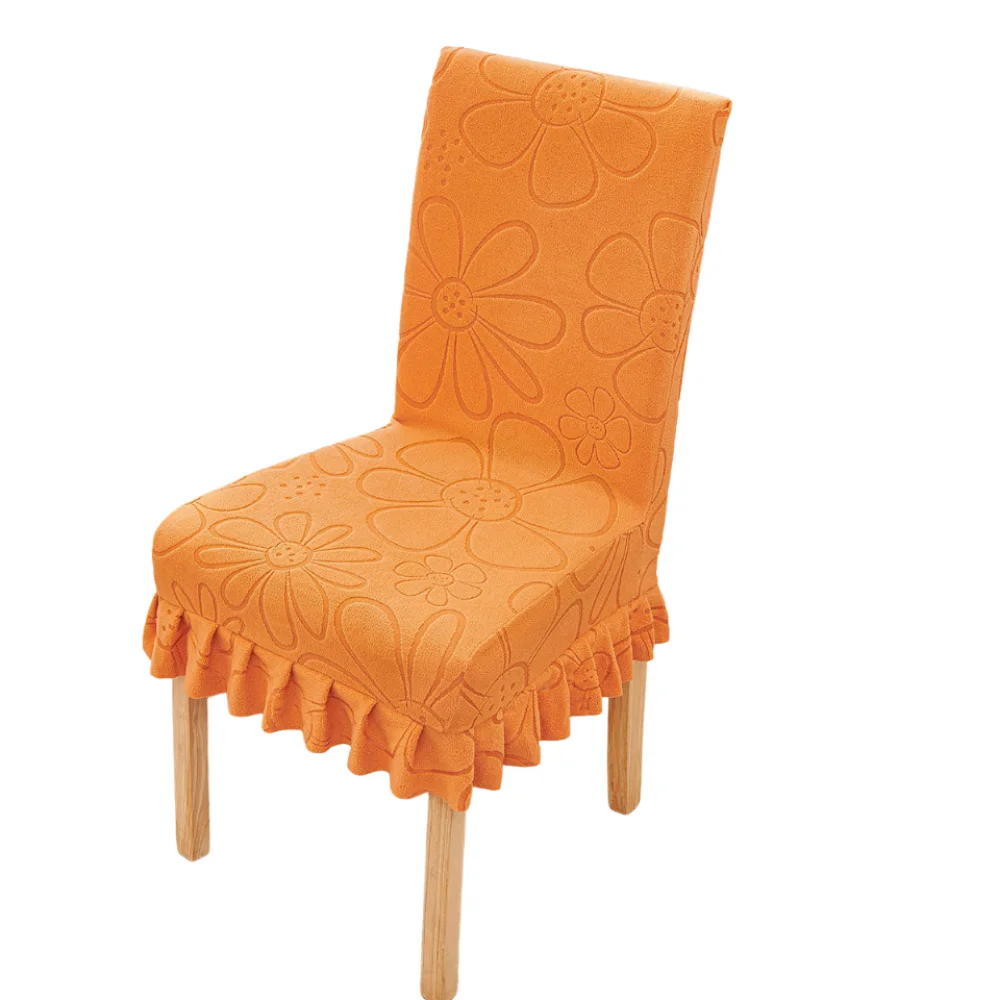 housses chaise moderne fleur dentelle 100% polyester beige orange gris