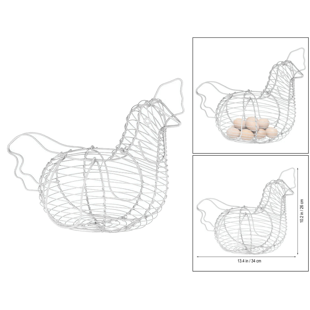 panier rangement œufs forme poulet argenté fileté moderne organisation cuisine deco rusticèle élégante durable