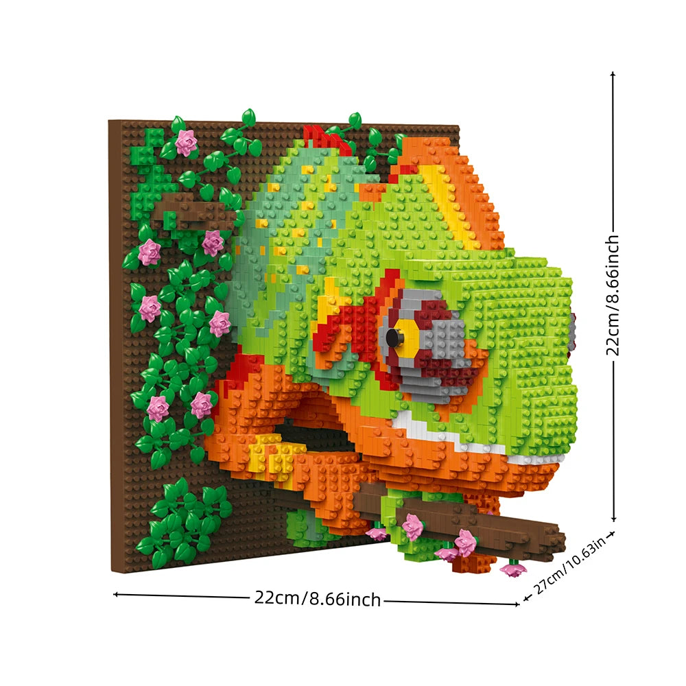 décoration murale 3d chameau blocs construction sculpteur animal vert orange rouge gris rose brunes
