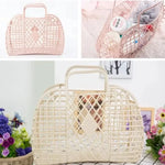 panier maille moderne noir rose clair bébé rangement réutilisable respectueux environnement minimaliste poignéescrição basée
