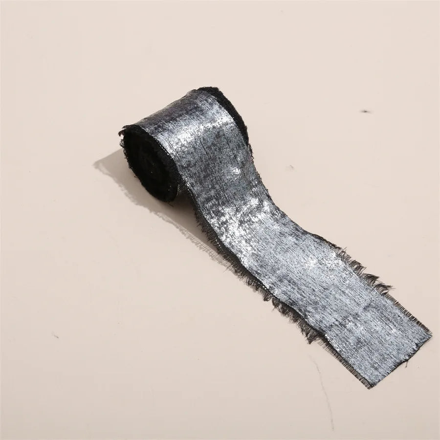 ruban satiné bord effiloché 5mètres polyester largeur 4.5cm couleurs rose rouge gris noir bleu