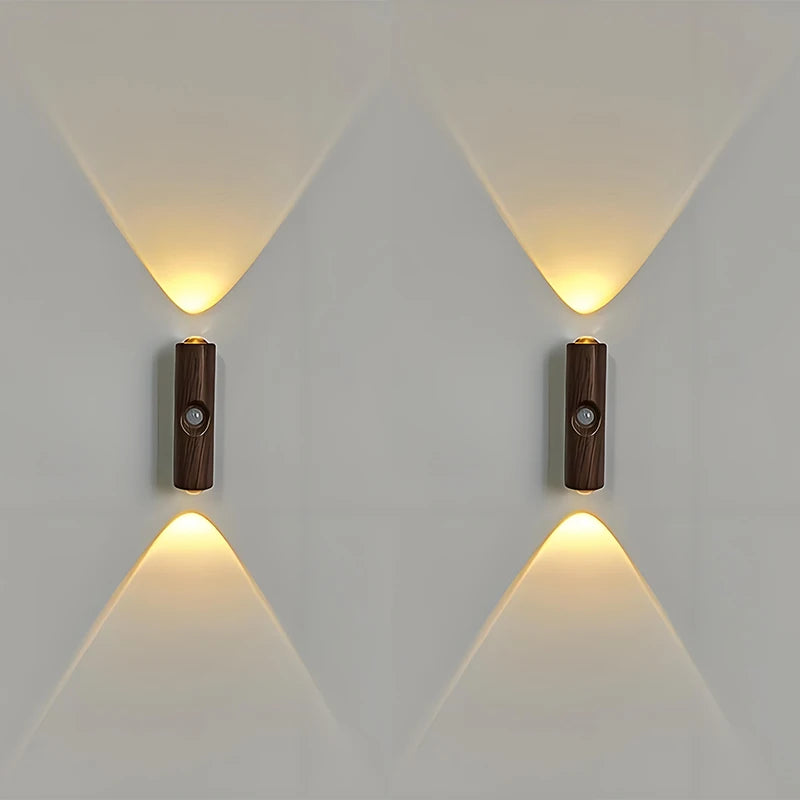 applique murale led blanc bois noir détecteur mouvement interrupteur tactile rechargeable moderne