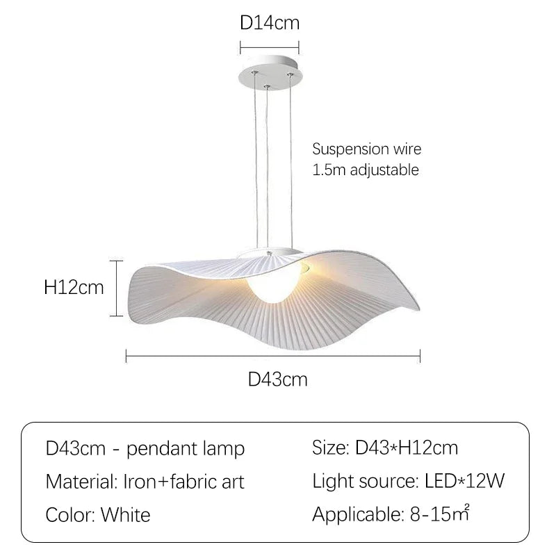 suspension lumineuse moderne blanche plissée opaque tringle led chambre salon