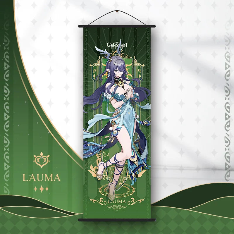 décoration murale bannière personnage anime violet bleu vert rouge art japonais illustré crochet plastique