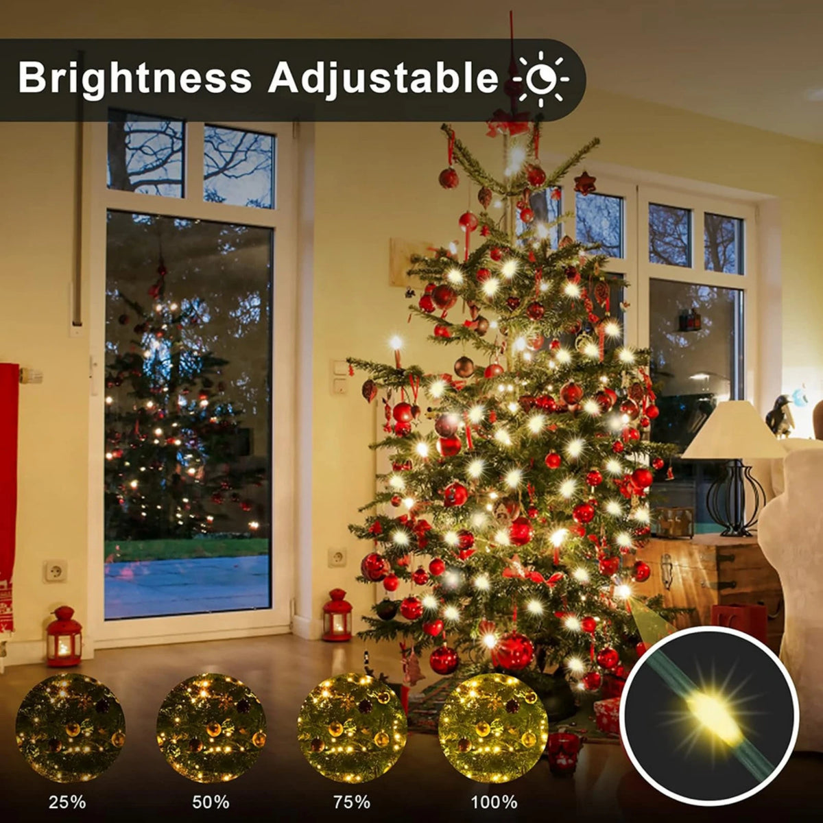 ruban lumineux led extérieur étanche vert blanc décoration guirlande fête mariage jardin jardinage